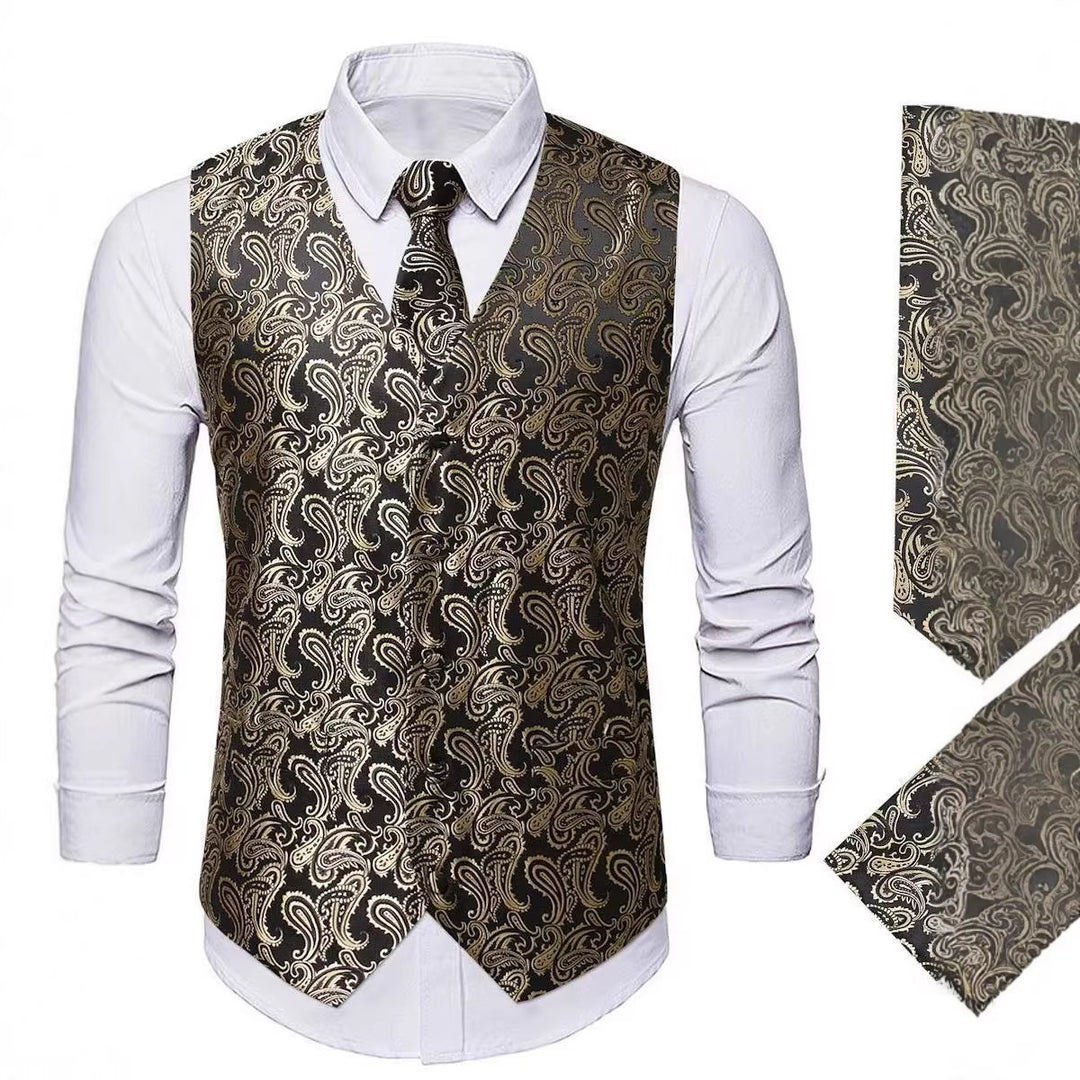 Herren nan Paisley Satin Anzugweste Set mit Krawatte und Einstecktuch EB