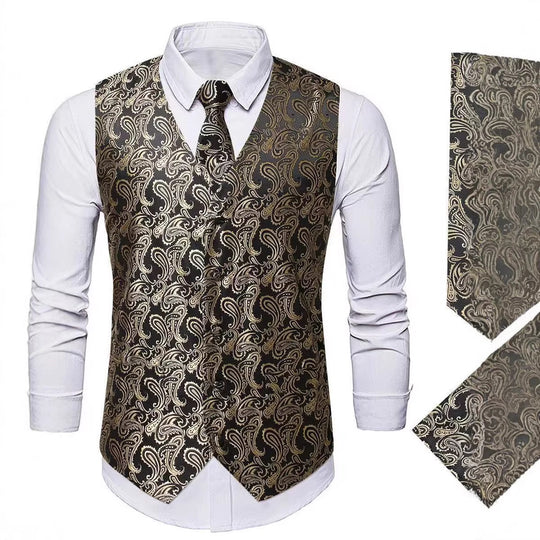 Herren nan Paisley Satin Anzugweste Set mit Krawatte und Einstecktuch EB