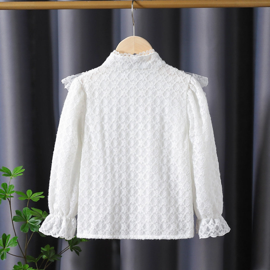 Damen Rüschenbluse mit Spitzenakzenten EB