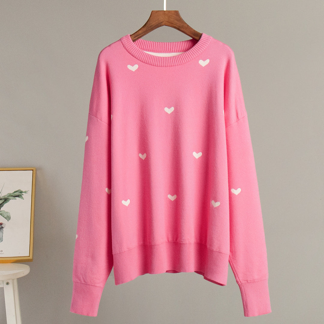 Damen Lässiger Pullover mit Herz-Muster EB