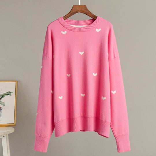 Damen Lässiger Pullover mit Herz-Muster EB