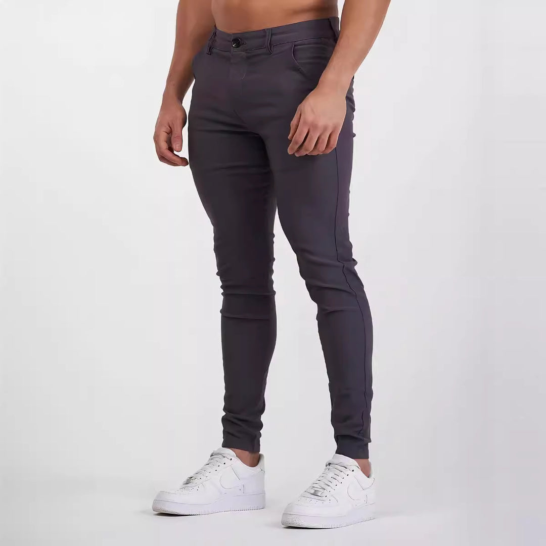 Herren eng anliegende Chinohose mit elastischem Bund und stylishem Design EB
