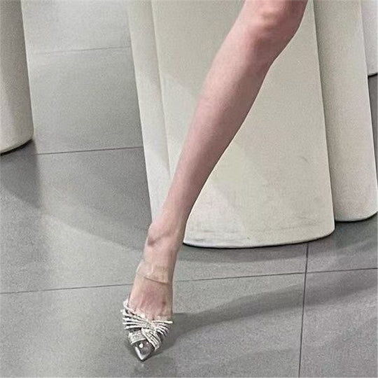 Damen spitze Slingback Pumps mit funkelnden Strassverzierungen EB