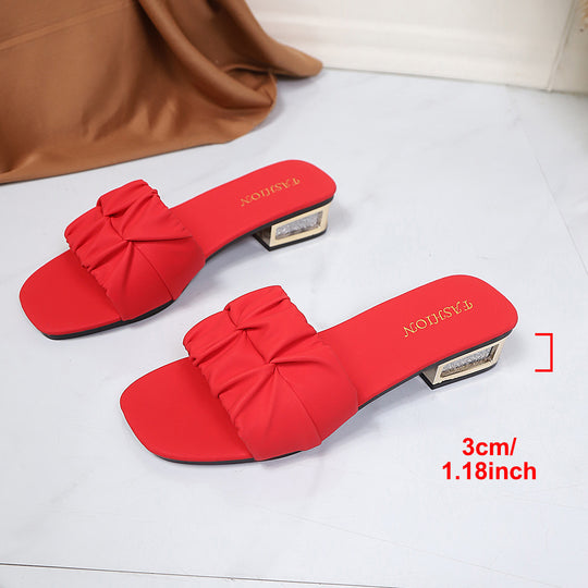 Damen Modische Flachsandalen mit elegantem Rüschendesign und stilvollem Blockabsatz EB