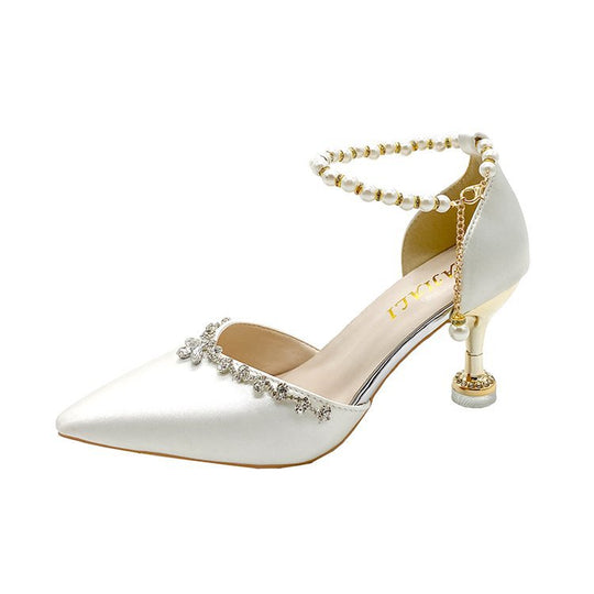 Damen elegante spitze Pumps mit Schmuckakzenten EB