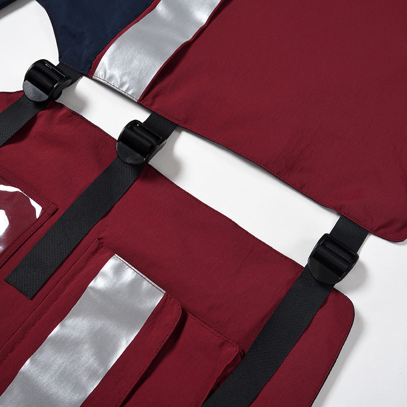 Unisex Multifunktionale Utility-Weste mit Reflektorstreifen ID‑Fenster und verstellbaren Seitengurten EB