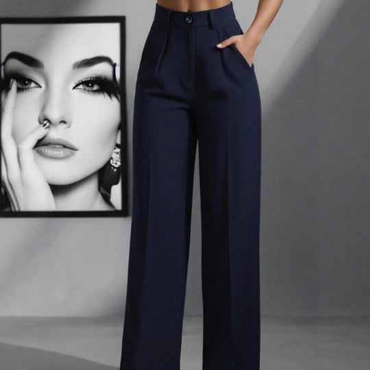 Damen elegante weite Bundfaltenhose EB