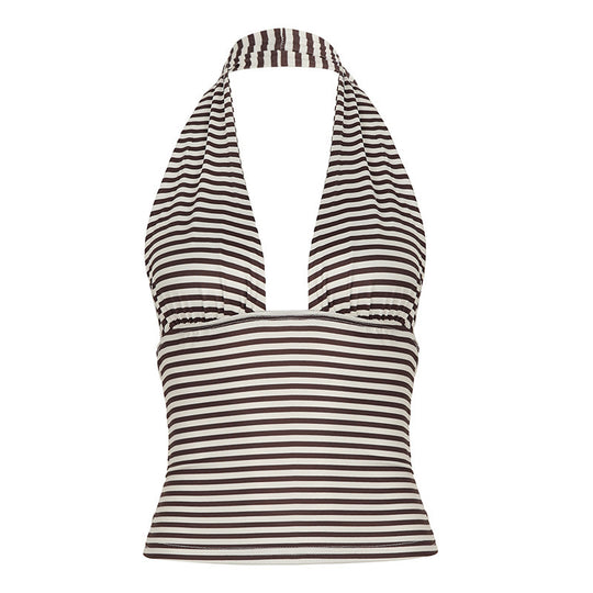 Damen Top mit halter Träger und Streifenmuster EB