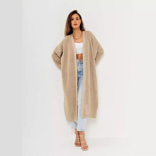 Damen Großer Strickmantel mit offener Front und lässiger Silhouette EB