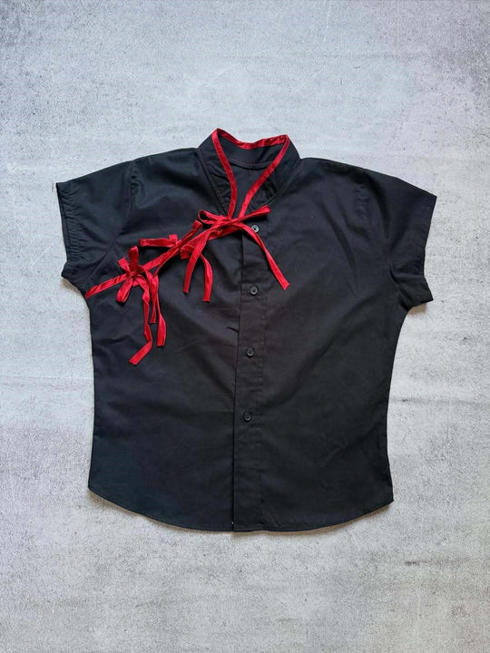 Damen Urbanes Karo-Top mit raffinierten Rüschendetails EB