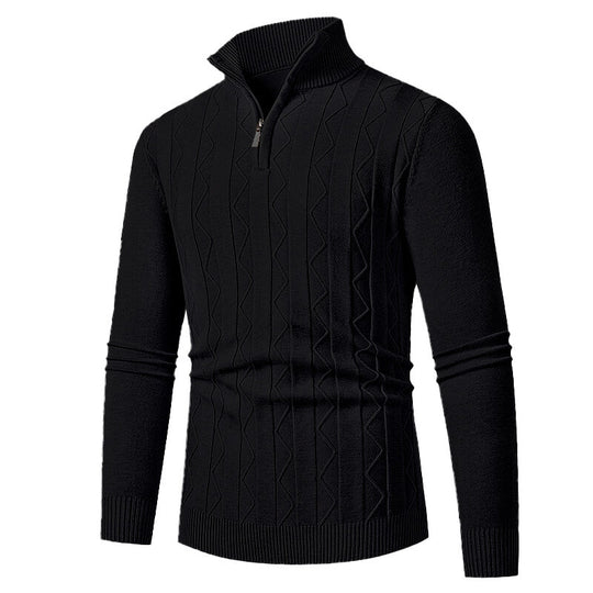 Herren Strickpullover mit stylischem Reißverschluss und Zopfmuster EB