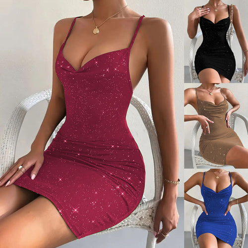Damen figurbetontes Minikleid mit schimmerndem Sternenmuster EB