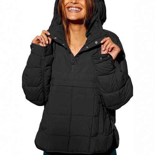 Damen lässige Steppjacke mit Kapuze und Eingrifftaschen EB