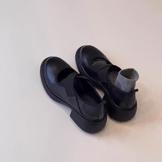Damen elegante Plateauschuhe mit metallischer Oberfläche und modischem Überkreuz-Riemen EB