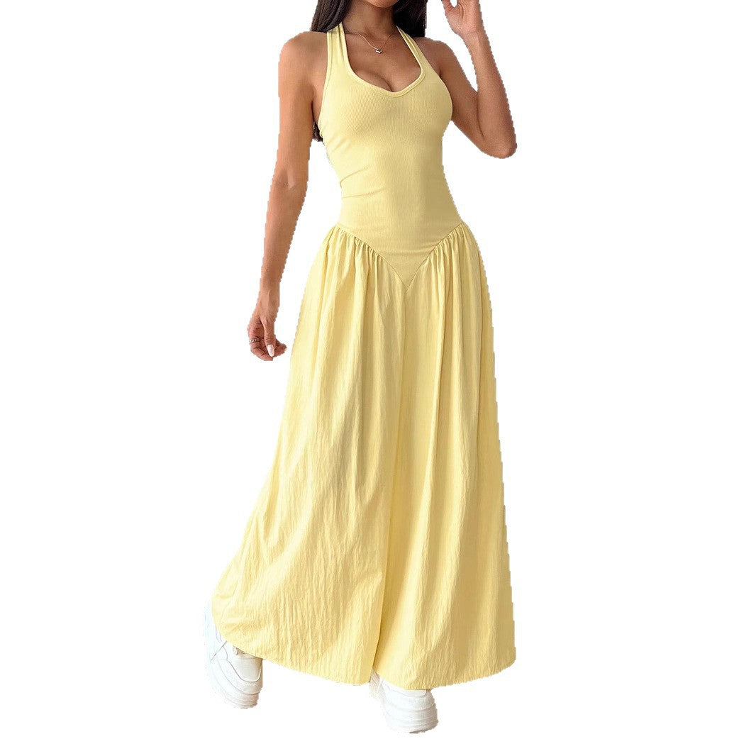 Damen Maxidress mit U-Ausschnitt und fließendem Rock EB