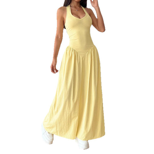Damen Maxidress mit U-Ausschnitt und fließendem Rock EB
