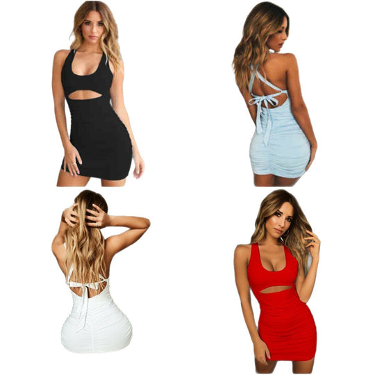 Damen figurbetontes Minikleid mit Ausschnitt EB