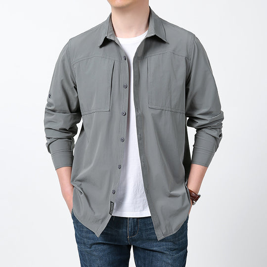 Herren nan atmungsaktives Trekking-Hemd mit UV-Schutz, aufgesetzten Brusttaschen und Aufrollärmeln EB