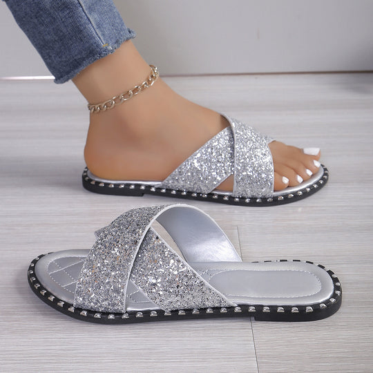 Damen Glamouröse Glitzersandalen EB