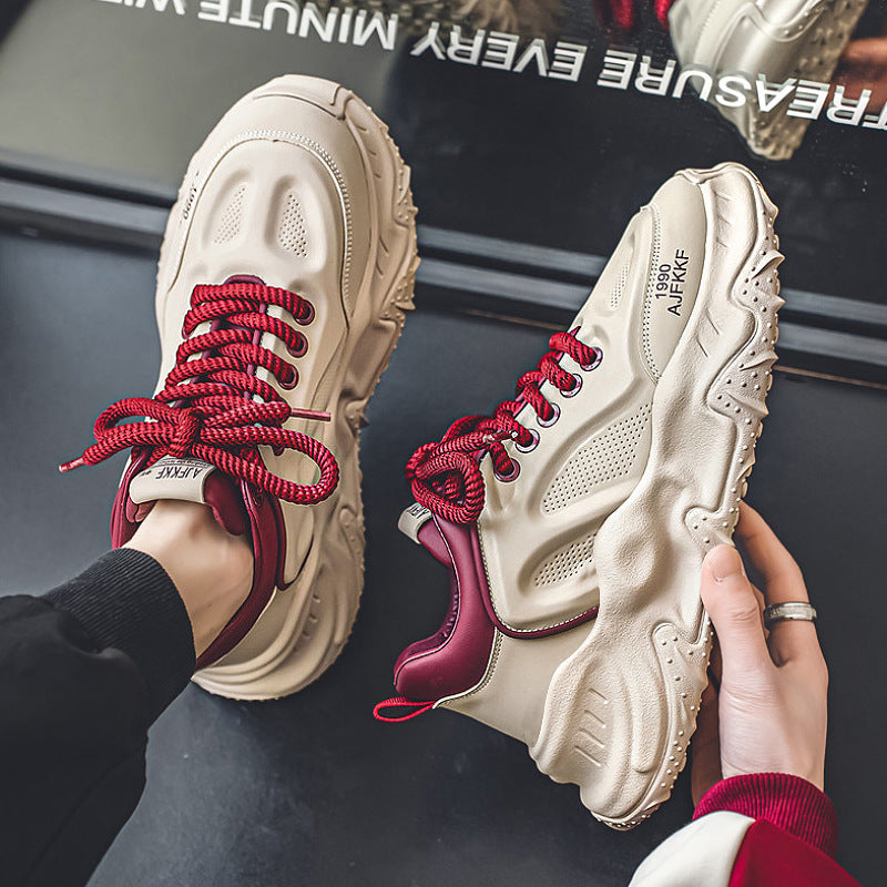 Damen klobige Plateausneaker mit perforiertem Obermaterial gepolstertem Knöchelkragen und griffiger Wellenlaufsohle EB