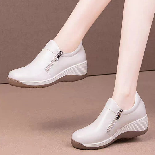 Damen Komfortable Slip-On Schuhe mit modischem Reißverschluss und gedämpfter Sohle EB