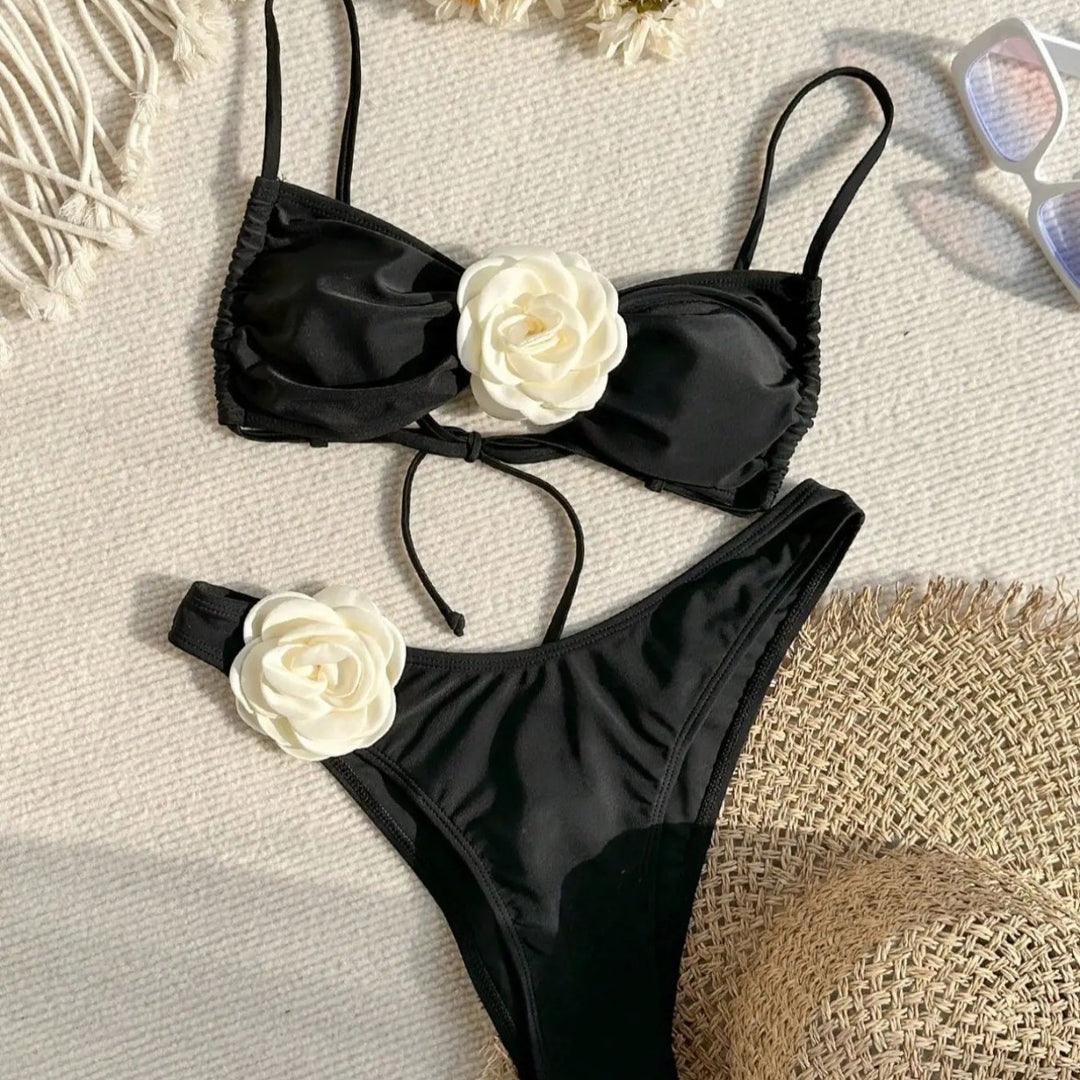 Damen Bandeau-Bikini mit floralen Akzenten EB