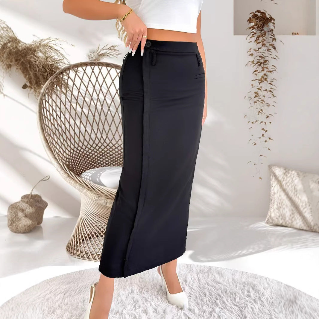 Damen Maxirock mit hohem Schlitz und nahtlosen Taschen EB