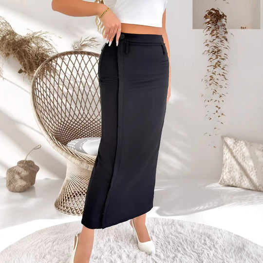 Damen Maxirock mit hohem Schlitz und nahtlosen Taschen EB