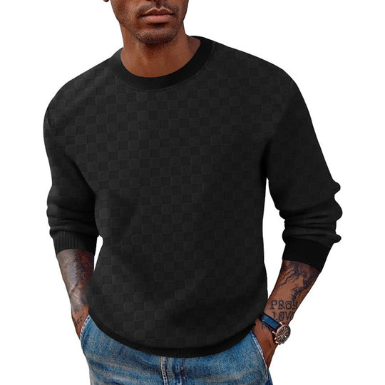 Herren rundhals Strickpullover im modernen Design mit strukturierter Oberfläche EB