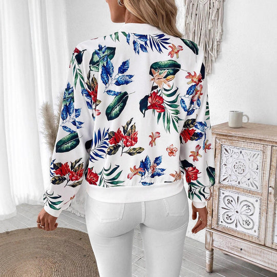 Damen Blumenmuster Bomberjacke EB