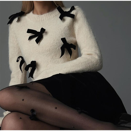 Damen Strickpullover mit verspielten Schleifendetails EB