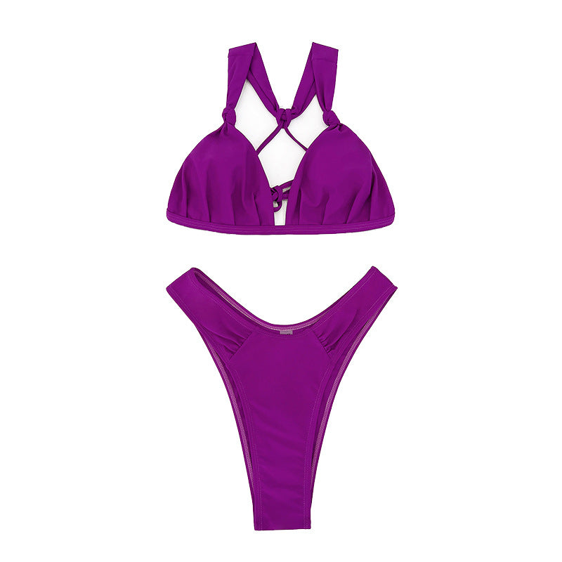 Damen Triangel-Bikini mit hohem Beinausschnitt und eleganten Knoten EB
