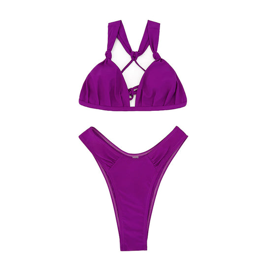 Damen Triangel-Bikini mit hohem Beinausschnitt und eleganten Knoten EB