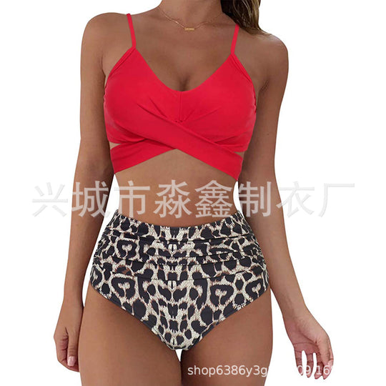 Damen Crop-Top Bikini-Set mit geflochtenem Design EB