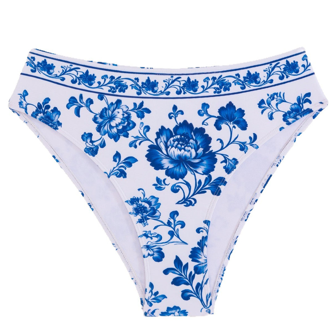 Damen Triangel-Bikini mit floralem Muster und hochgeschnittenem Slip EB