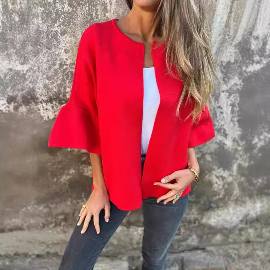 Damen Modische Strickjacke mit weitem Ärmel EB