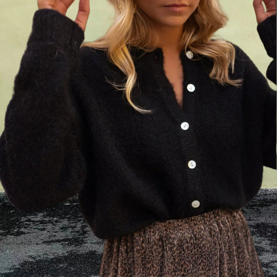 Damen Grobstrickpullover mit Knopfdetails und lässigem Schnitt EB