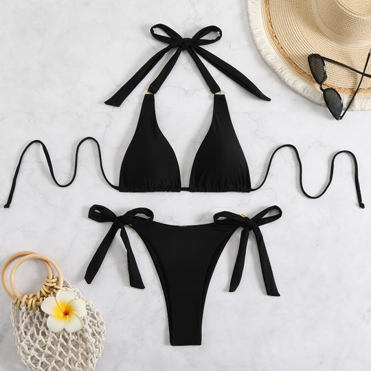 Damen Triangel-Bikini mit verstellbaren Bindebändern EB