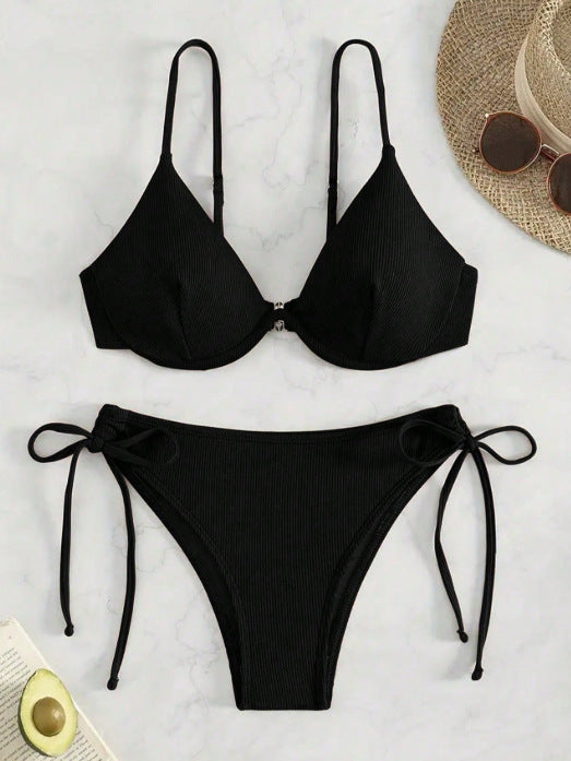 Damen Triangel-Bikini mit verstellbaren Trägern und Seitenschnürungen EB