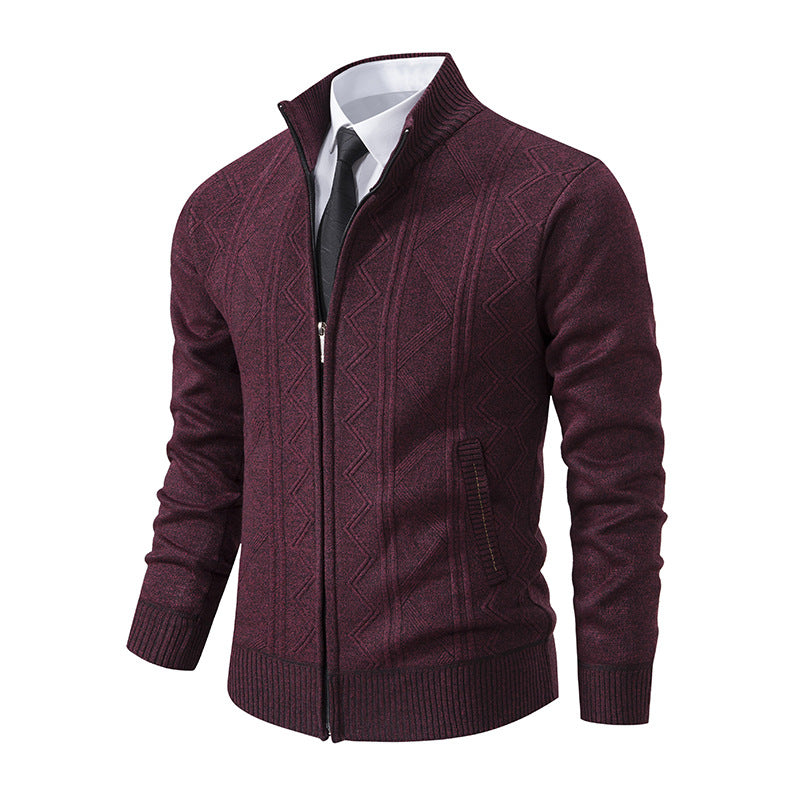 Herren modische Strickjacke mit hohem Kragen und Reißverschluss EB