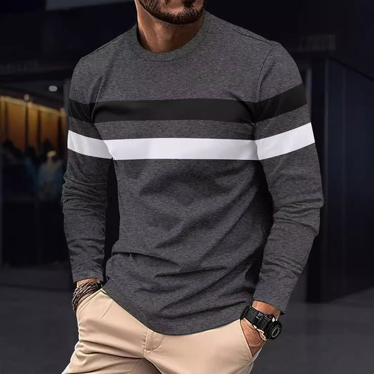 Herren modisches Langarmshirt mit sportlichen Streifen EB