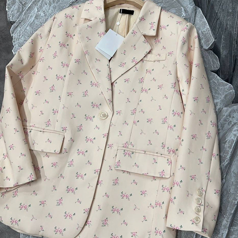 Damen eleganter Blazer-Kleid mit floralen Akzenten EB