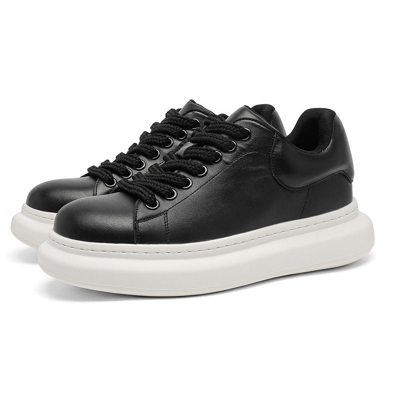 Damen Komfortable Leder Sneakers mit dicker Sohle EB
