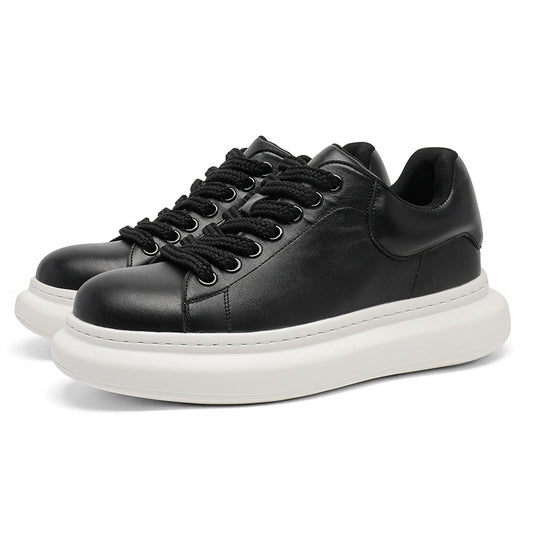 Damen Komfortable Leder Sneakers mit dicker Sohle EB