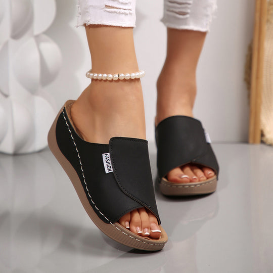 Damen Komfortable Wedge-Pantoletten mit ergonomischem Fußbett EB