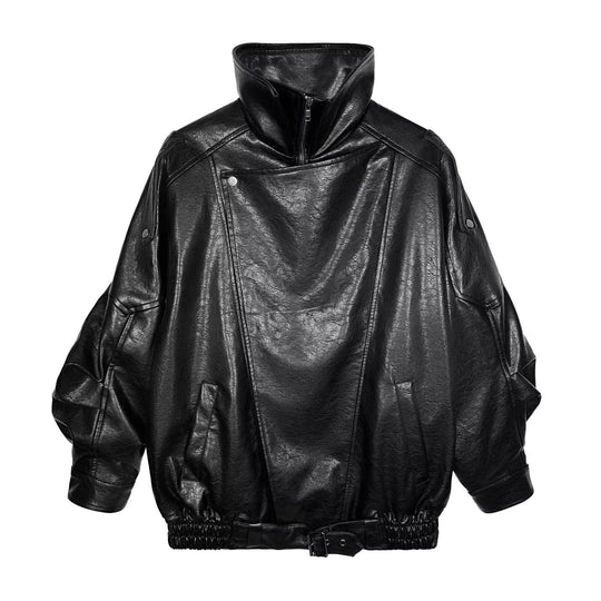 Damen Kunstlederjacke mit hohem Kragen und lässigem Schnitt EB
