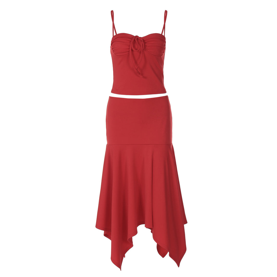 Damen Kleid mit asymmetrischem Saum und geflochtenem Oberteil EB
