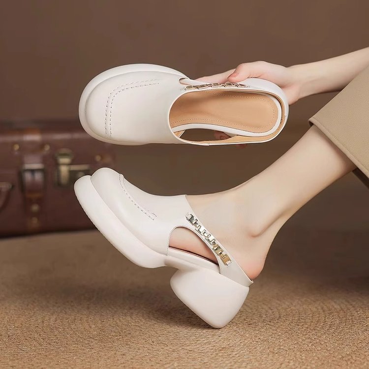 Damen Clogs mit elegantem Riemen und modischem Blockabsatz EB