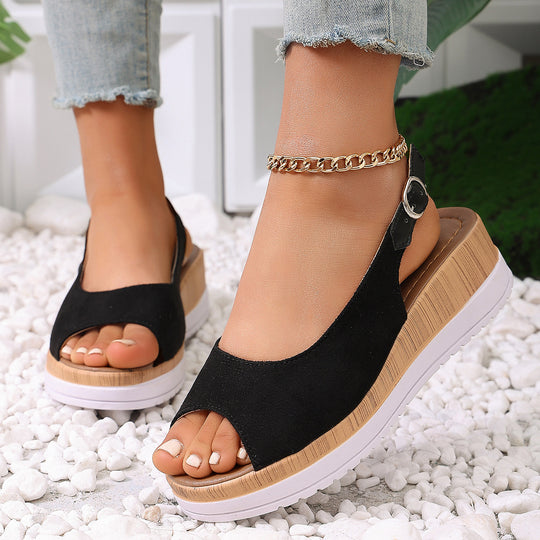 Damen Sling-Sandalen mit raffiniertem Riemen-Design und korkähnlicher Sohle EB