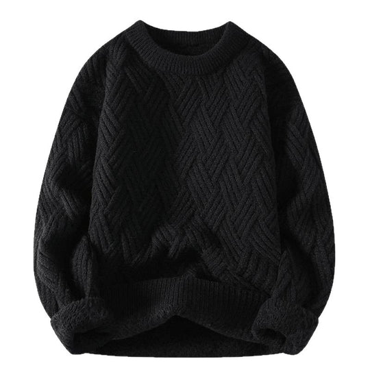 Damen nan grobgestrickter Oversize-Pullover mit Zopfmuster und elastischem Rippbund EB
